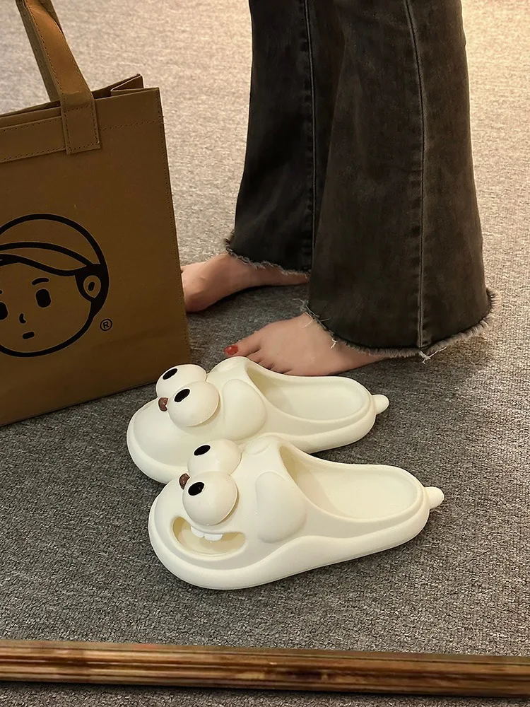 Tongue Kiss Slippers Big Eye Dog Slippers,Cute Funny Big Eye Dog Fun Cartoon Package Head Eva Slippers For Women