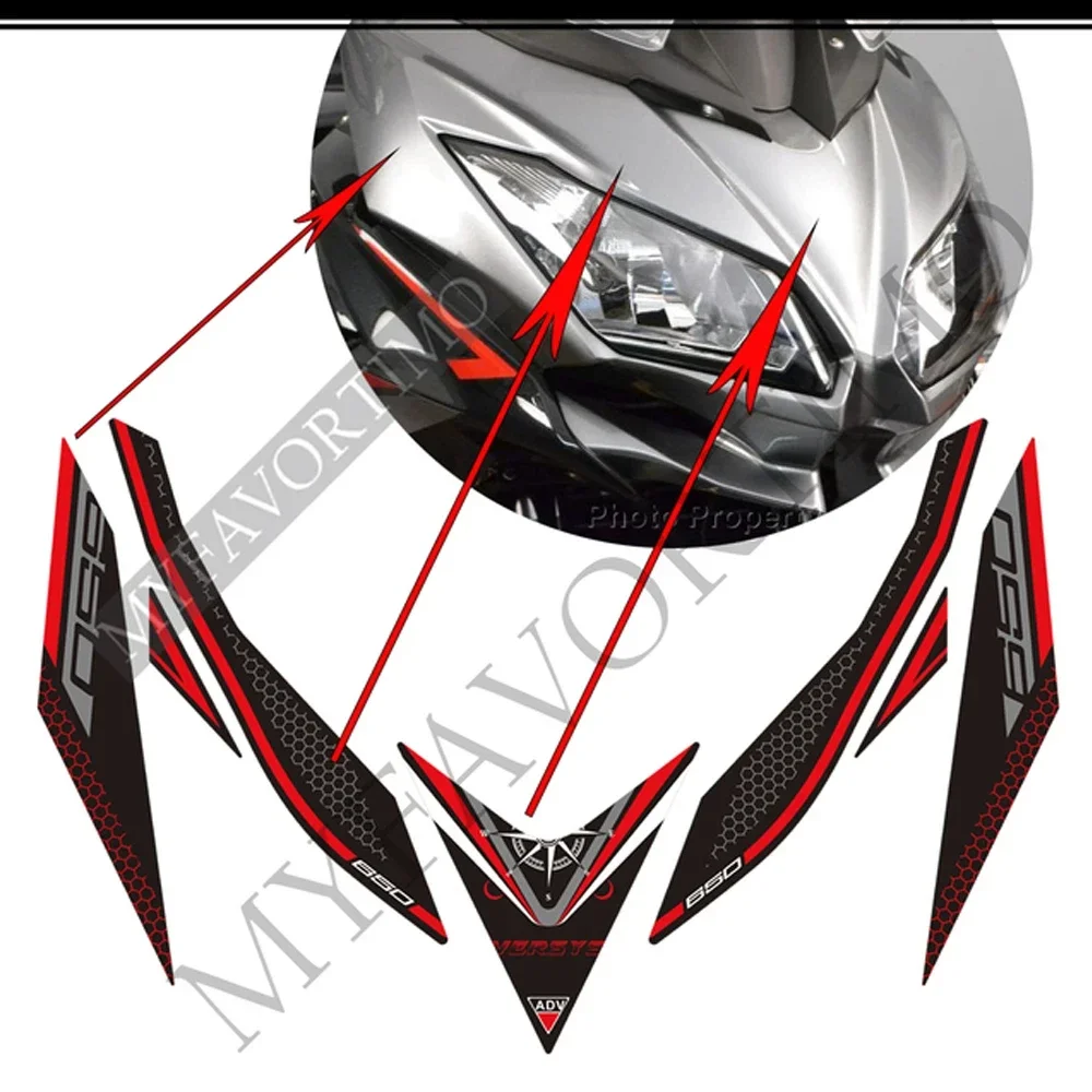 Motorcycle Stickers Decals Tank Pad Protector Kit Knee Wind Deflector Windshield Windscreen For Kawasaki Versys 650 LT Touring