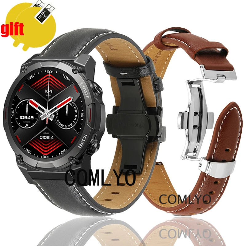 

Band For Zeblaze Vibe 7 Pro Lite Strap Genuine Leather Smartwatch Band Bracelet Screen Protector film