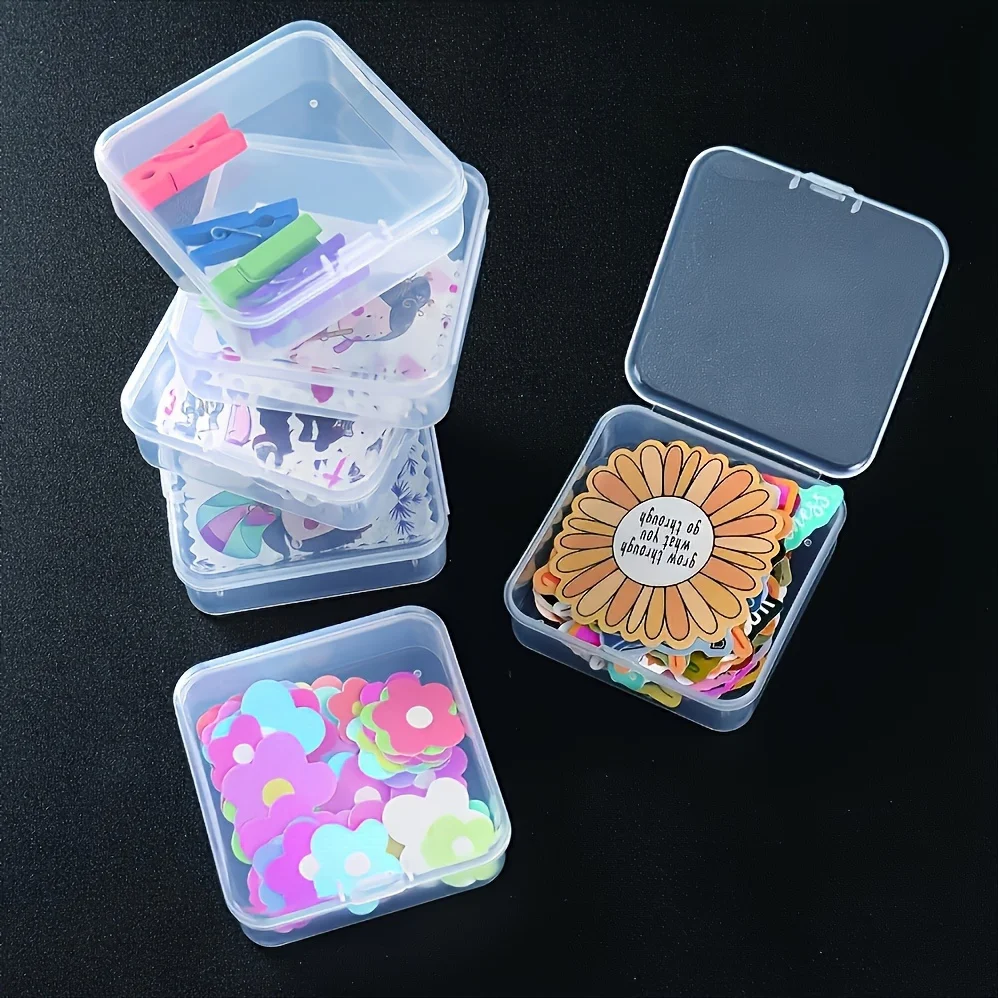 5pcs Mini Transparent Portable and Organized Storage Boxes for Accessory Sticker Organizer 3