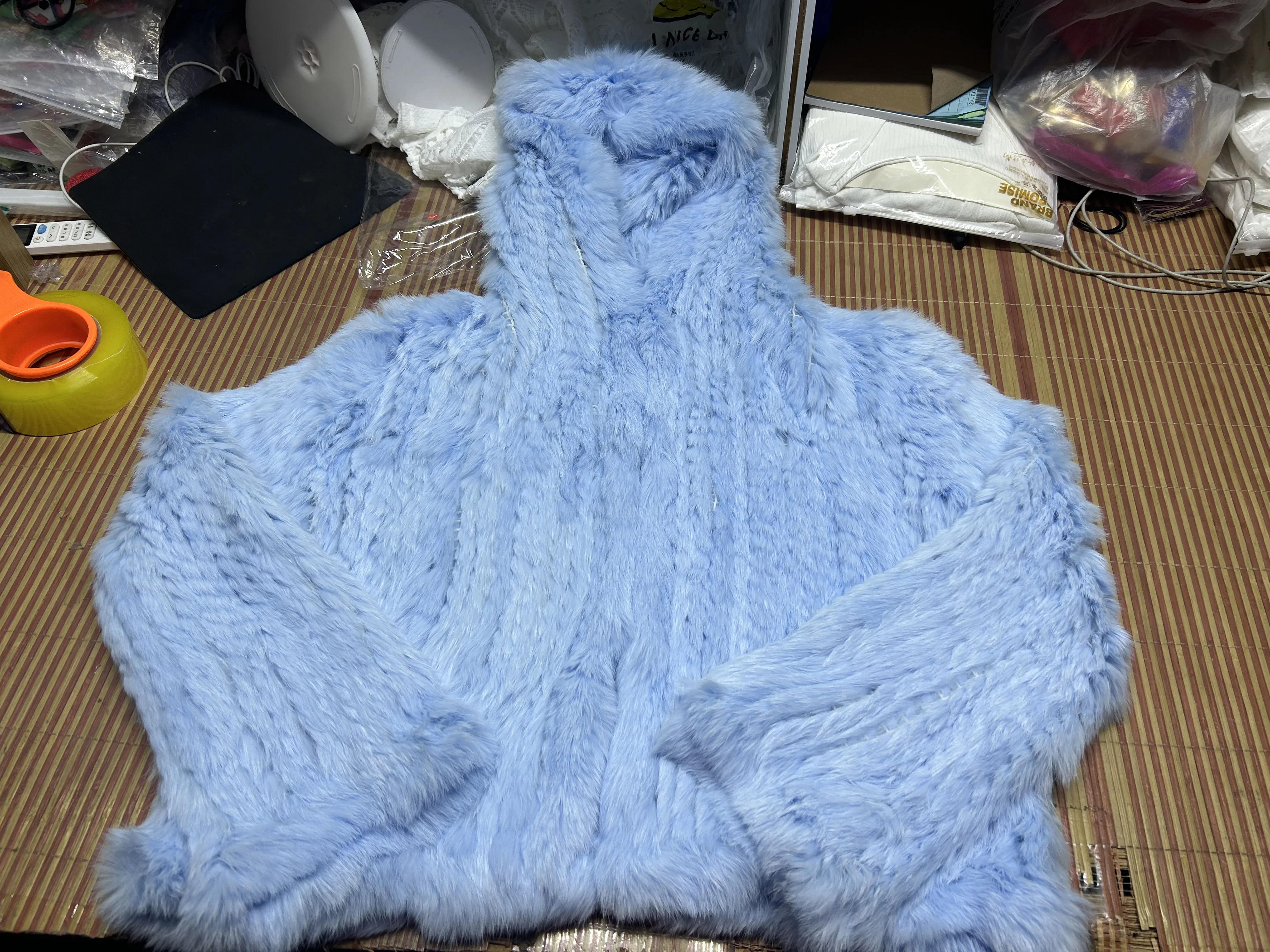 Jacket Rabbit Hair Sweater Hooded Fluffy Mohair Coat Winter Faux