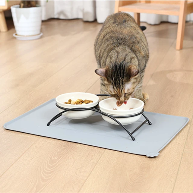 Pet Bowl Mat Silicone Waterproof Dog Feeding Mat No-Slip Cats Food Placemat  Treat Mat for Food Water Bowls with Edges - AliExpress