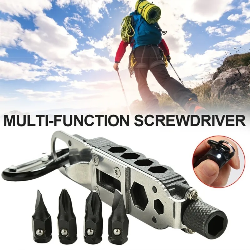 Premium Multifunctional Keychain Tool Kit - Bottle Opener, LED Flashlight - Perfect for Outdoor Camping, Fishing & Hiking!