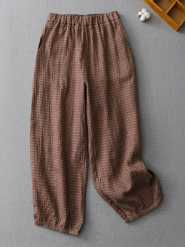 Retro Japanese Sle Harem Pants Women's Spring Summer Loose High Waist Slimming Casual Cotton Linen Nine-Piece Carrot Pants