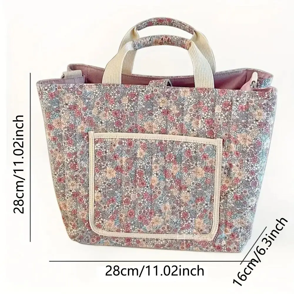 Portable Floral Printing Mummy Baby Bag Multifunctional Cotton Crossbody Bag Lightweight Large Capacity Storage Bag Baby Care