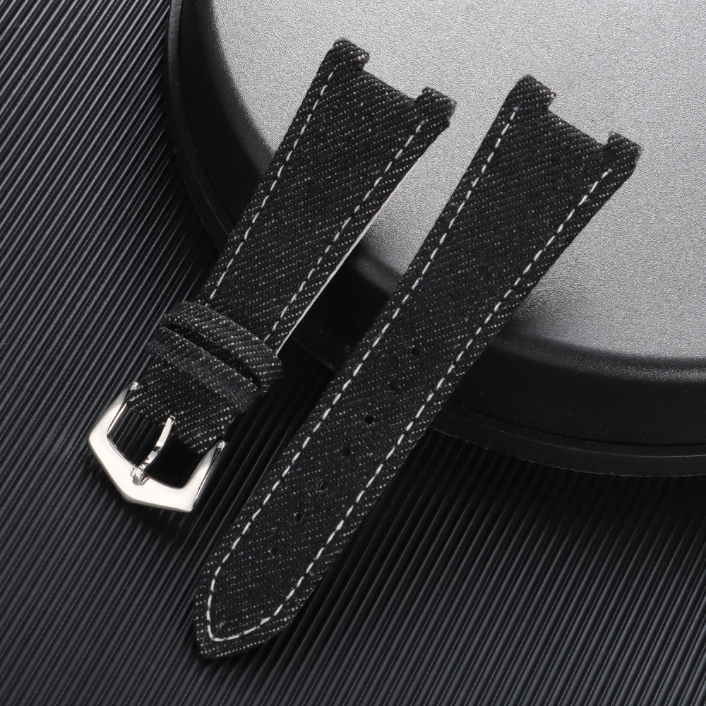 Durable Denim Nylon Watch Strap - 25mmx13mm, Fits Men & Women