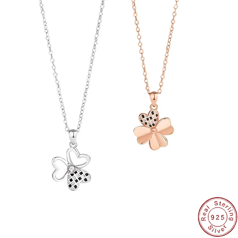 

JIALY Fine Four Leaf S925 Sterling Silver Necklace Love Pendant AAA CZ For Women Birthday Gift Jewelry new