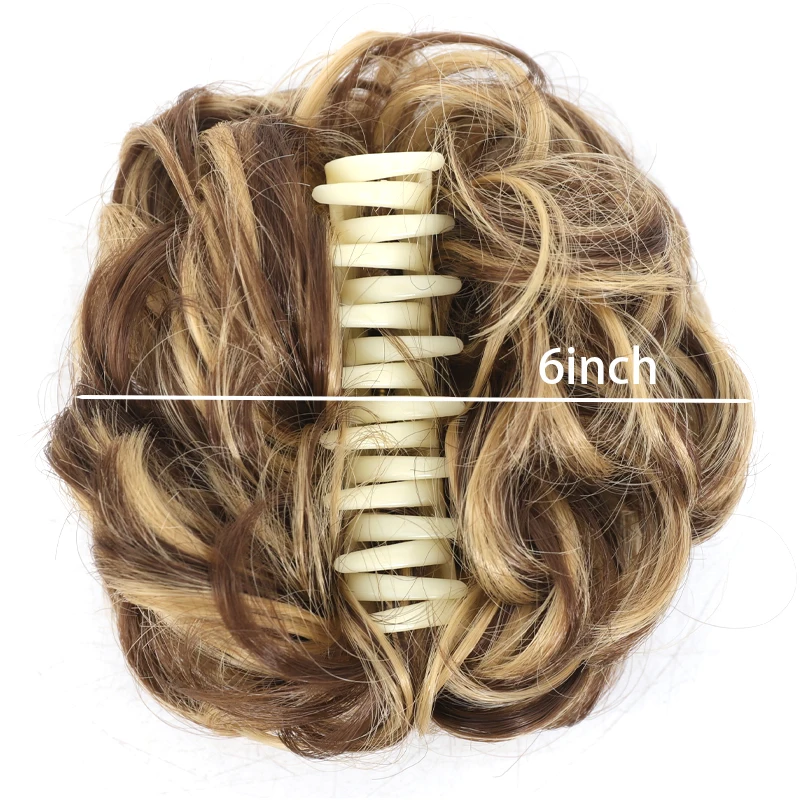 Synthetic Messy Bun Claw Clip Hair Hairpieces 6 Inch Curly Wavy Chignon Hair Extensions Messy Updo Hair Accessories For Women