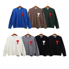 

2021 Ami Winter Classic Love 7 Colors O-Neck Sweatershirt Women Loose Pullover Long Sleeve Couple Casual Simple Cotton Tops