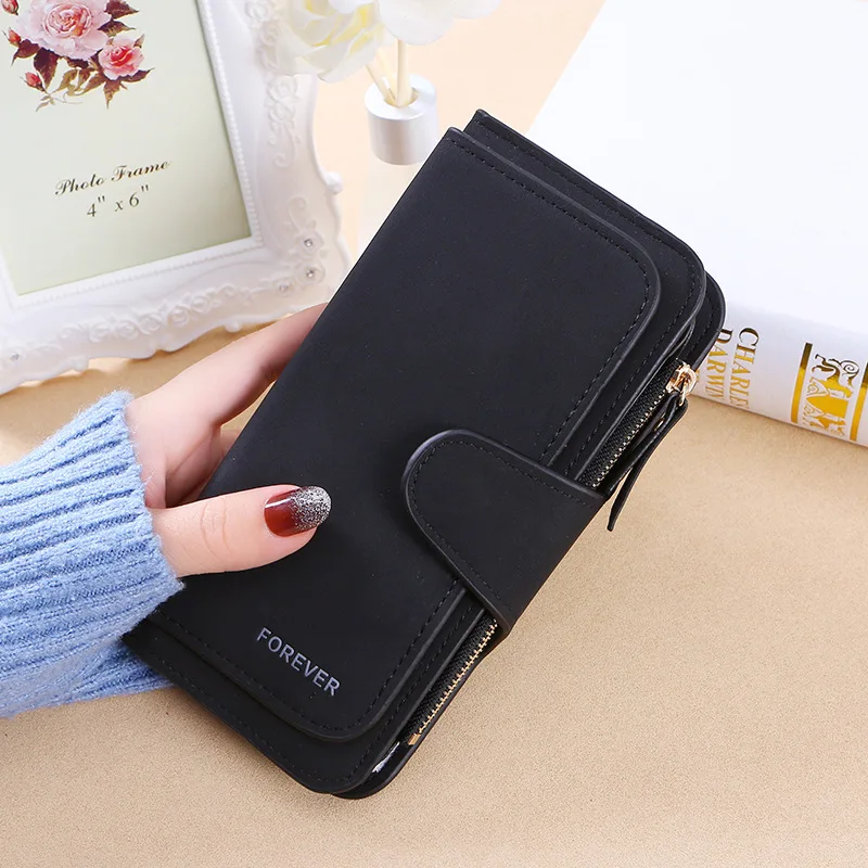 New Korean women's wallet with a triple clasp, trendy women's multi-card bag, women's crystal fabric wallet in two colors.
