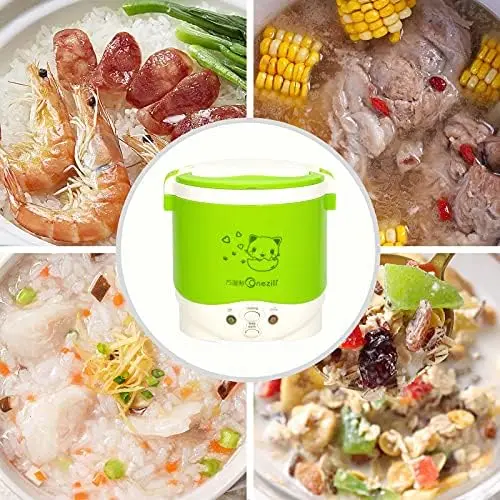 1.0L Mini Rice Cooker,WHITE TIGER Portable Travel Steamer Small,15 Minutes  Fast Cooking, Removable Non-stick Pot, Keep Warm, Suitable For 1-2 People 