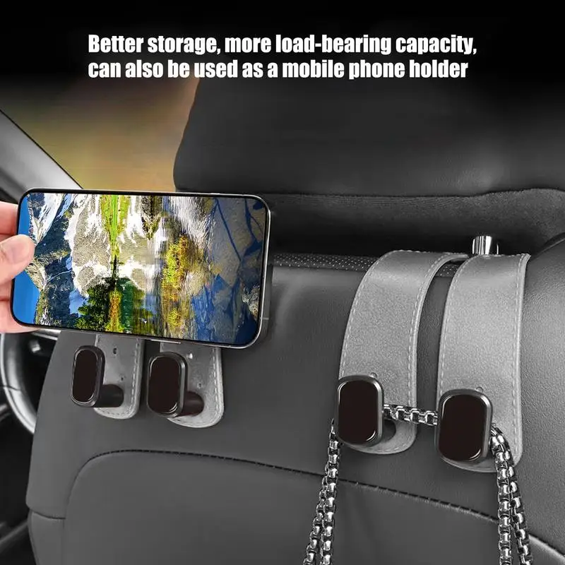 Car Purse Hook PU Leather Purse Holder for Car Versatile Hanger Storage Organizer for Trunk Vehicle Organization Accessories