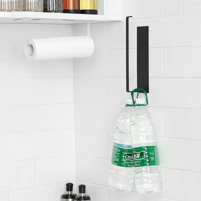 1pc Carbon Steel Paper Towel Holder No Punch Wall Mounted Storage Rack Household Paper Hanger Kitchen Bathroom Accessories