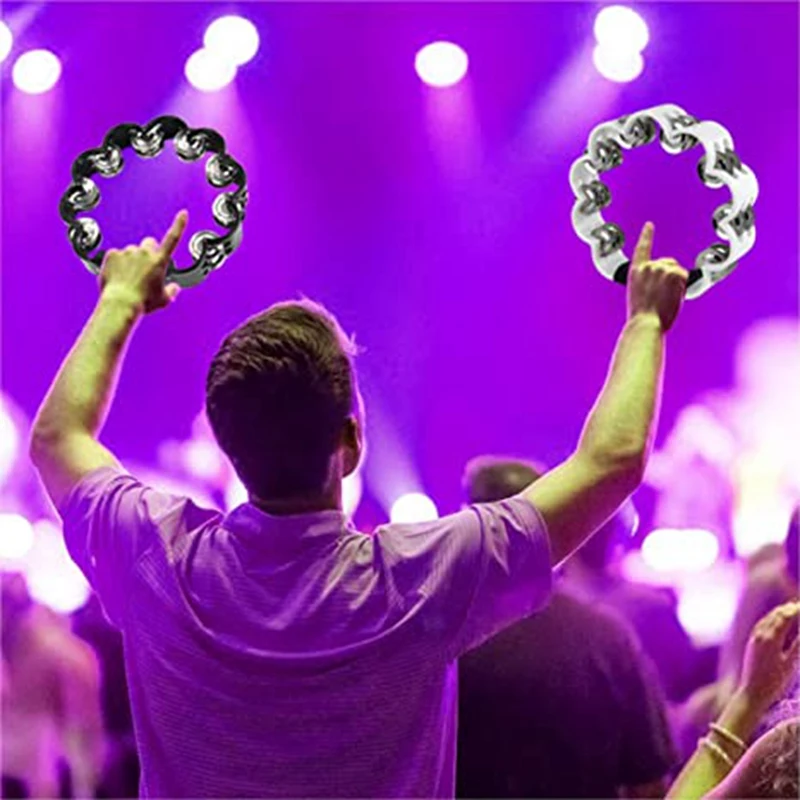 2PCS 8.5 Inch Plastic Tambourine, Flower Tambourine Percussive Tambourine Musical Instrument School Party-ABAF