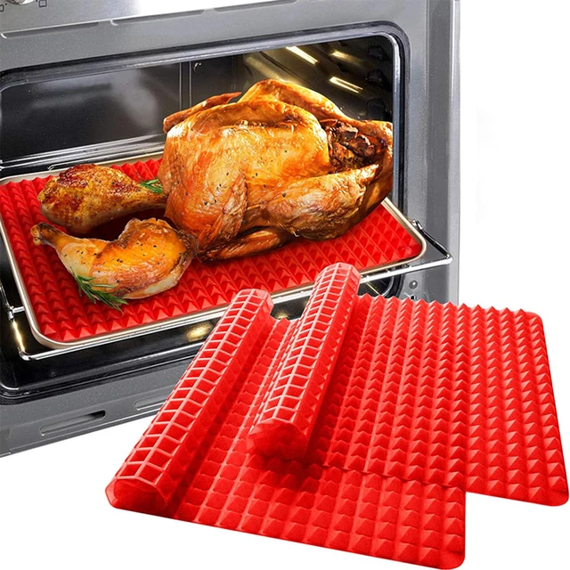 1 piece red pyramid silicone baking mat Non-stick bacon microwave baking tray Pastry mat Red barbecue grill mat Baking supplies 3