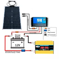 Onduleur avec panneau solaire 4000/1000W, contrôleur 10A-100A, alimentation 12V/110V/220V, équipement de camping, batterie automobile 2
