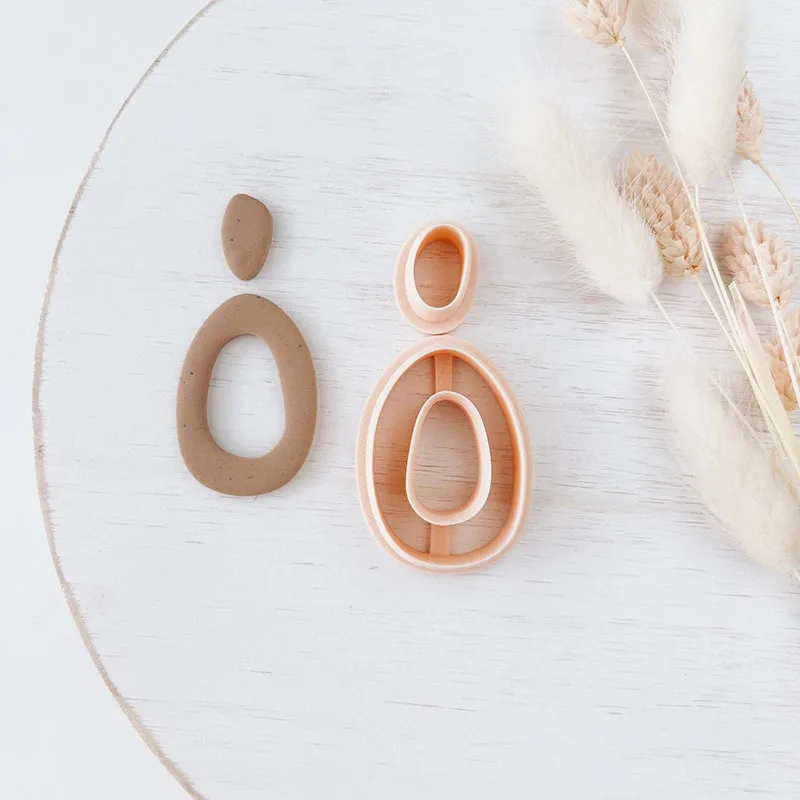 Polymer Clay Cutter Basic Geometry Shape Polymer Clay Earring Cutter 2Pcs/SET Dangle Clay Cutter Abstract Shape Cutting Molds Embosed Cutters