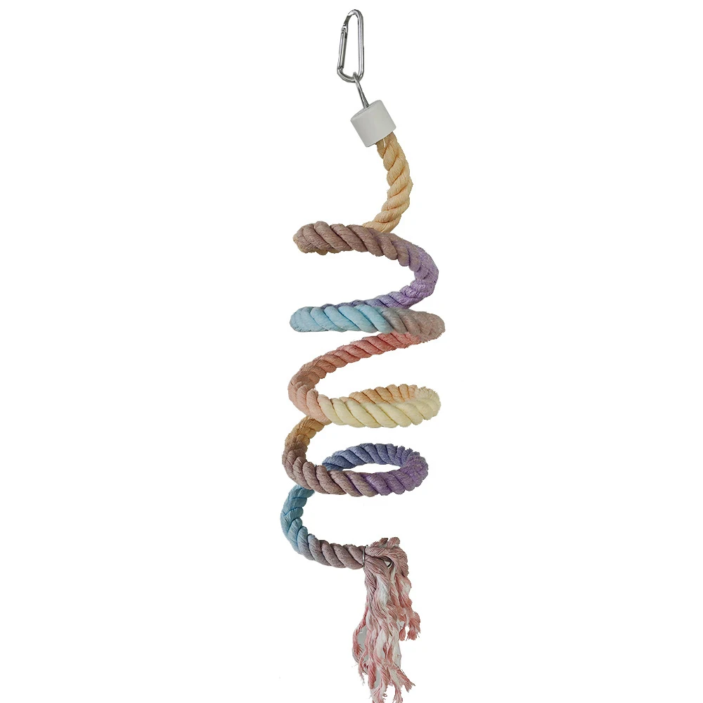 Cotton Rope Parrot Bird Rope Toy 1 pc Hanging Budgie Chew Toy Bird Cage Cockatiel Swing Bite Stand Training Supplies