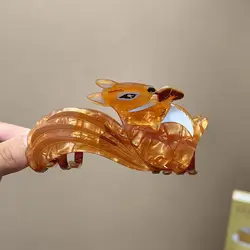Elegant Acrylic Leaf and Animal Hair Claw Clip (K270812T)