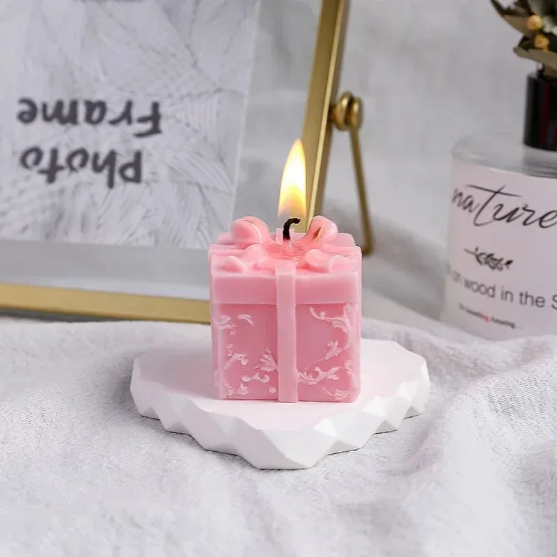 DIY Christmas Candle Molds for Candle Making Christmas Gift Box Scented Candle Mold Bow Gift Box Fondant Silicone Mold Decor
