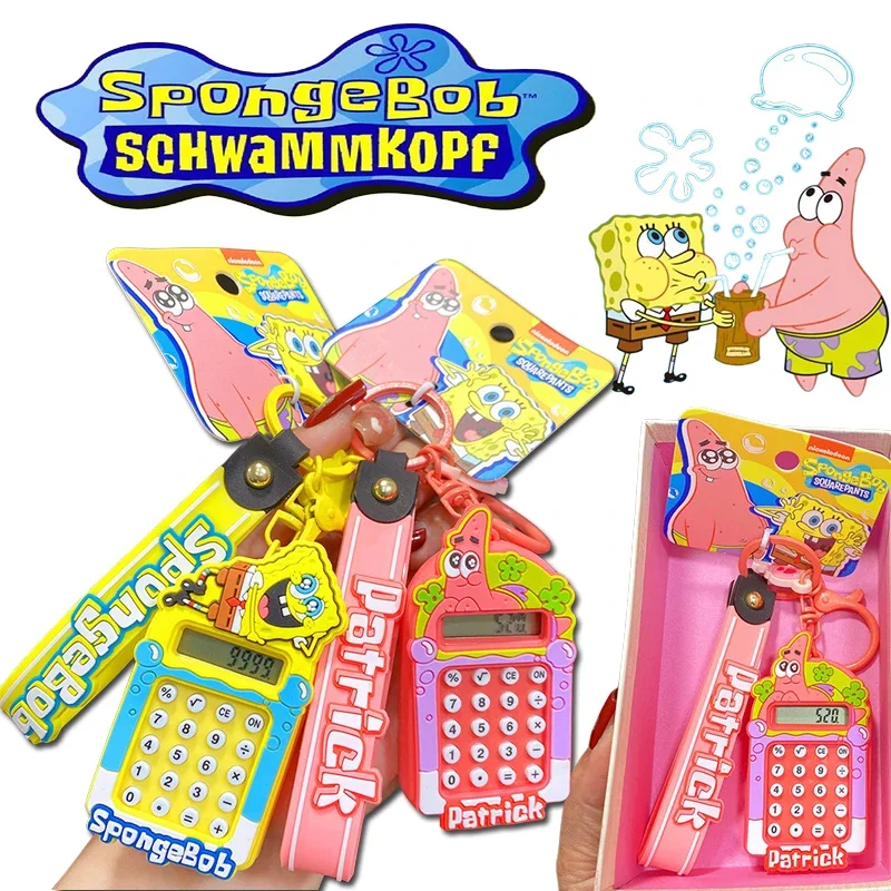 Nuovo Spongebob Squarepants Patrick Star Computer Portachiavi Anime Intorno Al Mini Palm Calcolatrice Ciondolo Studenti Zainetto Charm