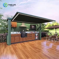 Meubles de cuisine d'extérieur personnalisés résistants aux intempéries avec îlot et évier, appareils de cuisine d'extérieur pour maison capsule, hôtel 4
