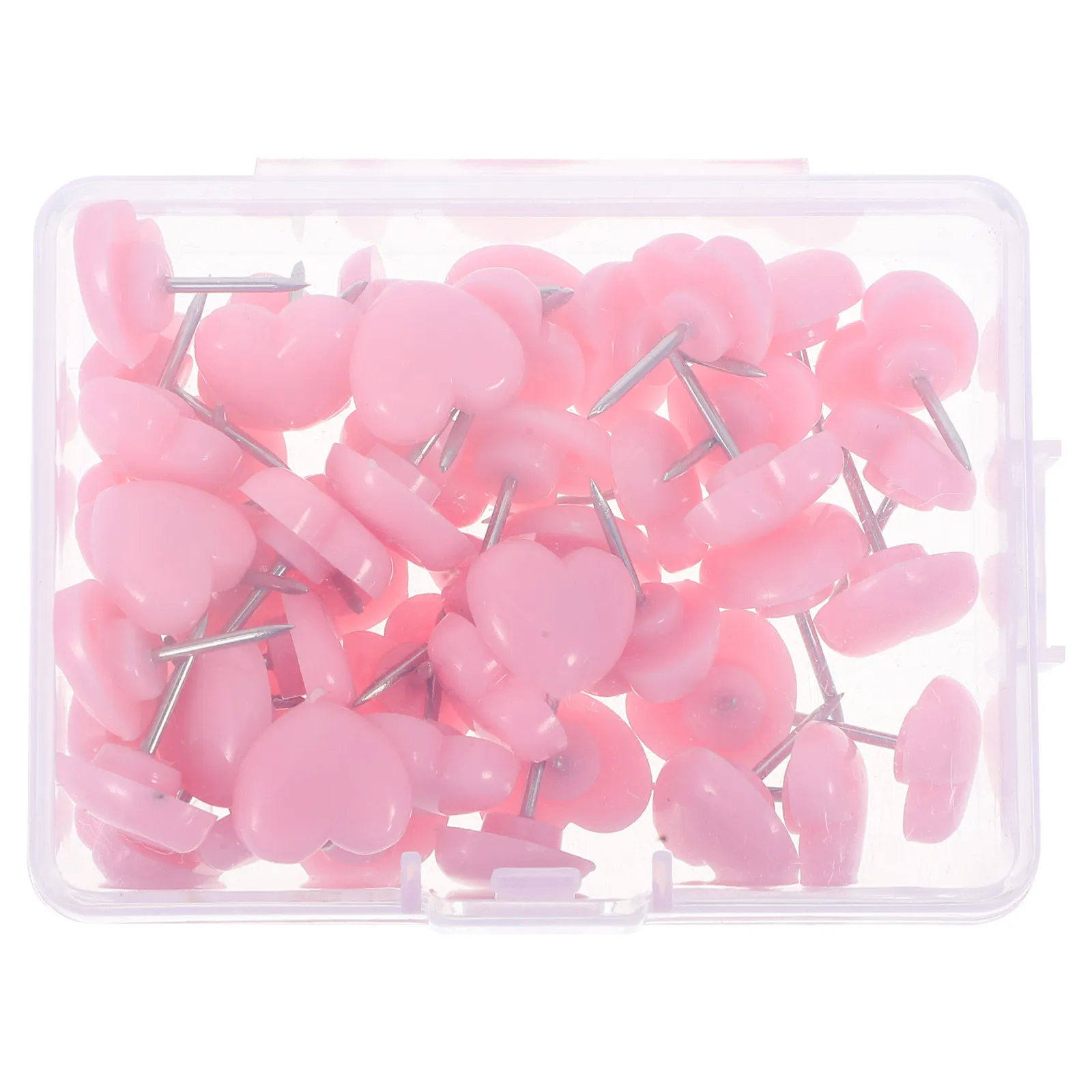 50개 하트 모양 푸시핀 장 압정 코르크보드 게시판 사무실 가정용 귀여운 플랫 헤드 지도 표시용