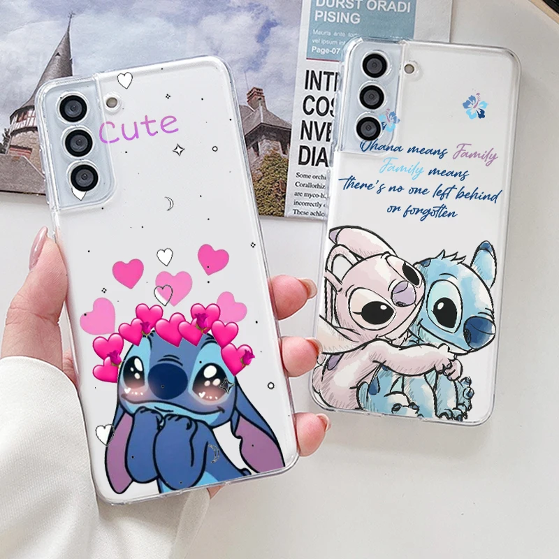 

Anime Cartoon Lilo & Stitch For Samsung Galaxy S23 S22 S21 S20 FE S10 S10E S9 Plus Ultra Pro Lite 5G Transparent Phone Case