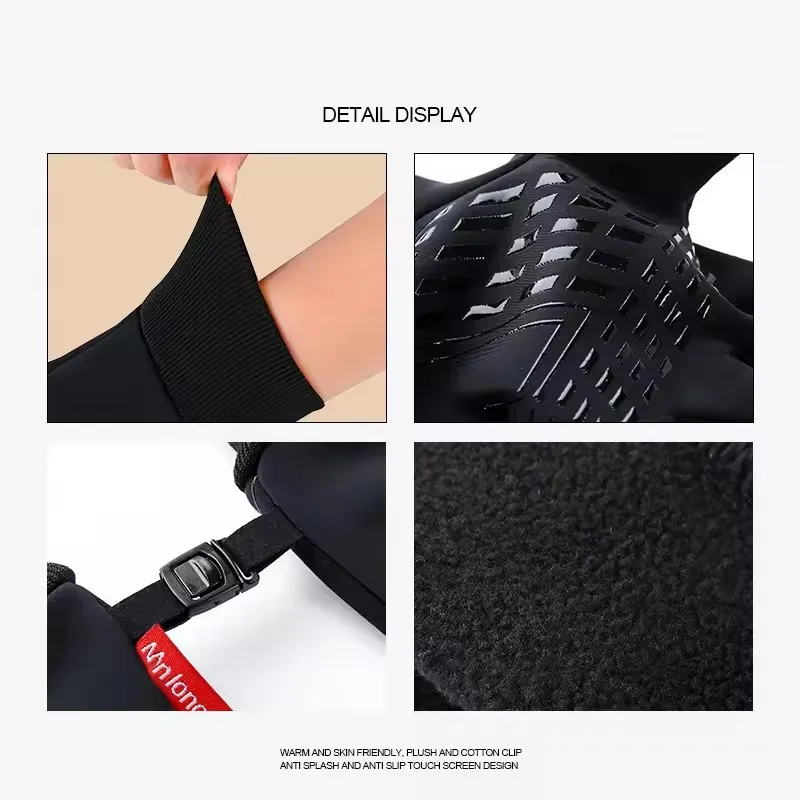 Touch Screen Cycling Gloves for Men & Women Warm Velvet Non-Slip Waterproof Autumn Winter Motorcycle Camping Ski Gloves 4