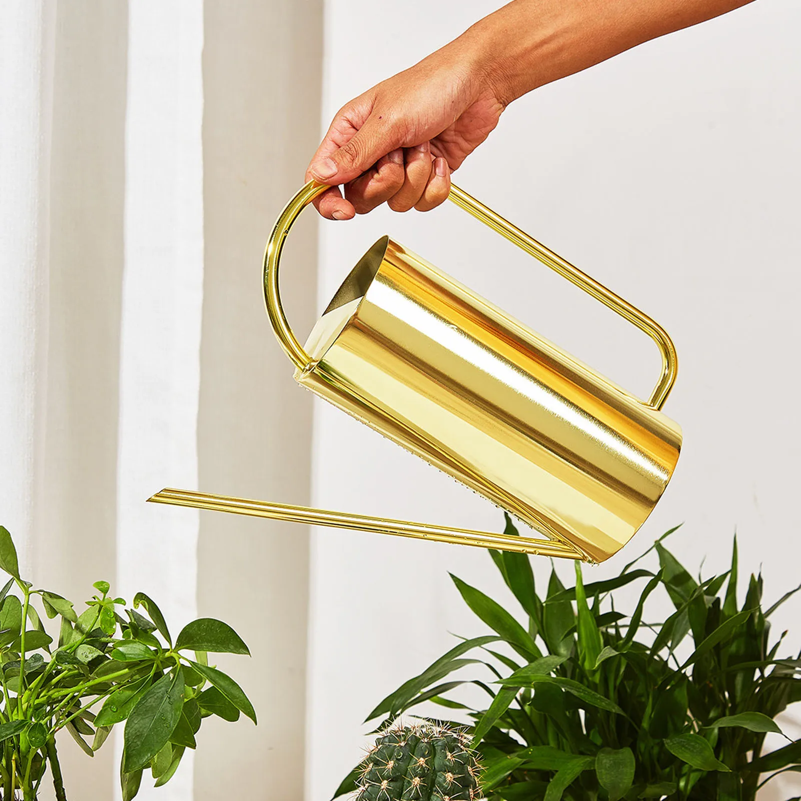 Plants Watering Can Long Spout 1500ml Large Capacity Watering Kettle Stainless Steel Pot Gardening Supplies Garden Can