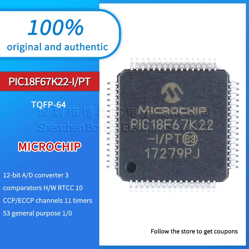 

Original genuine patch PIC18F67K22-I/PT microcontroller/8-bit IC chip package TQFP-64