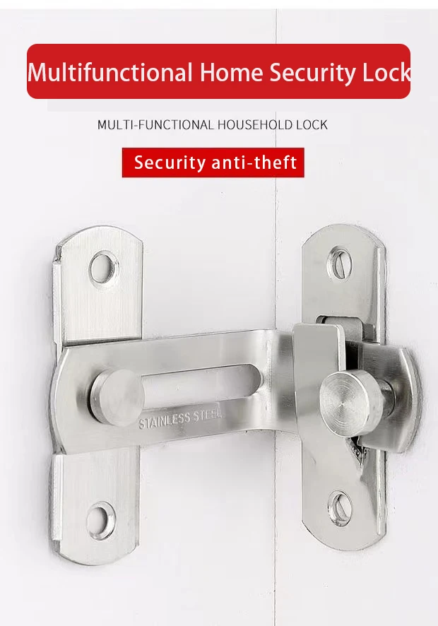 Description Picture 2 of item90 Degree Stainless Steel Door Hasp Anti-rust Safe Door Bolt Lock Buckle Security Sliding Door Chain Locks for Hardware