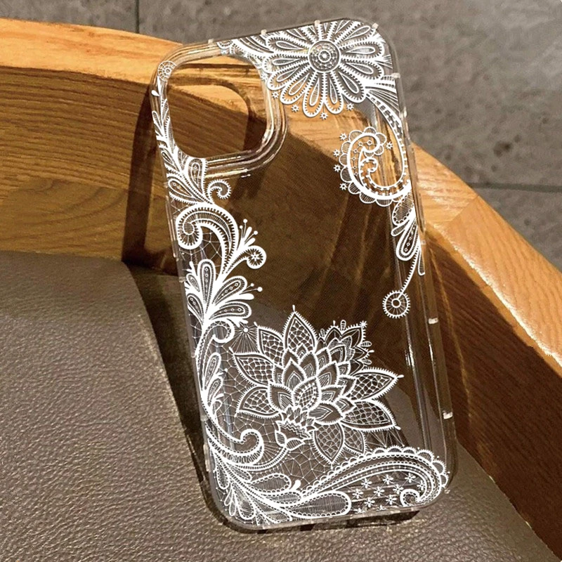 Elegant Lace Design Phone Case - Stylish Protective Back Cover