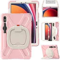 Enhanced Shockproof Tablet Case with Rotating Hand Ring and Stand for S7 Plus 12.4 inch (Light Pink)