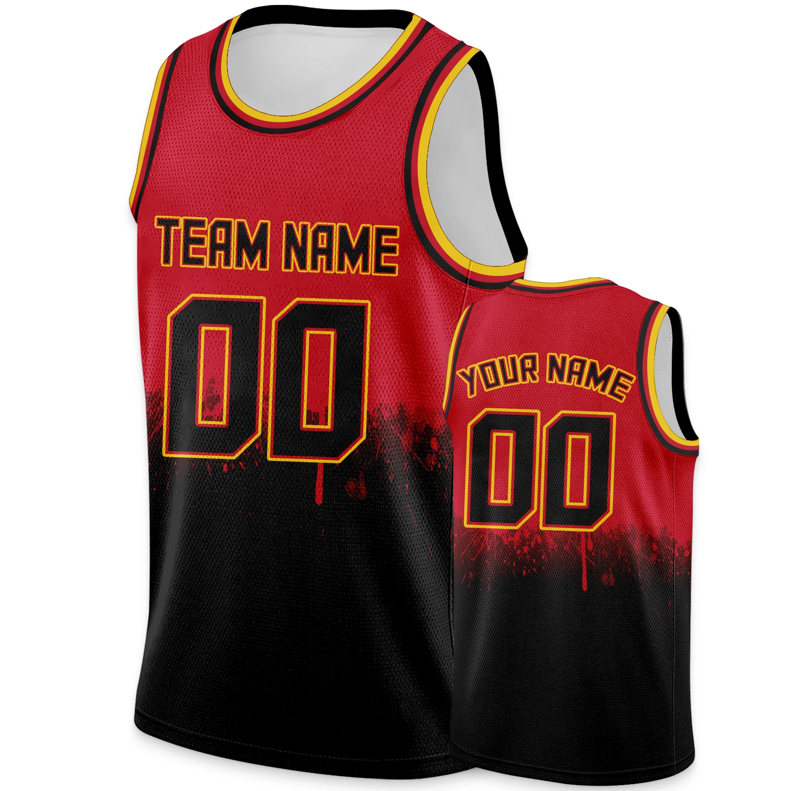 Basketball Jersey Printed Personalized Team Name Number Black Red Uniform Men Women Youth Kids Sports Shirts