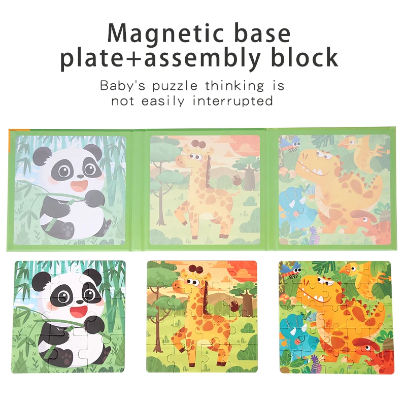 Magnetic Puzzles Games for Kids Busy Quiet Cartoon Animals Jigsaw Book Montessori Baby Educational Toys Children's Early Gifts 6