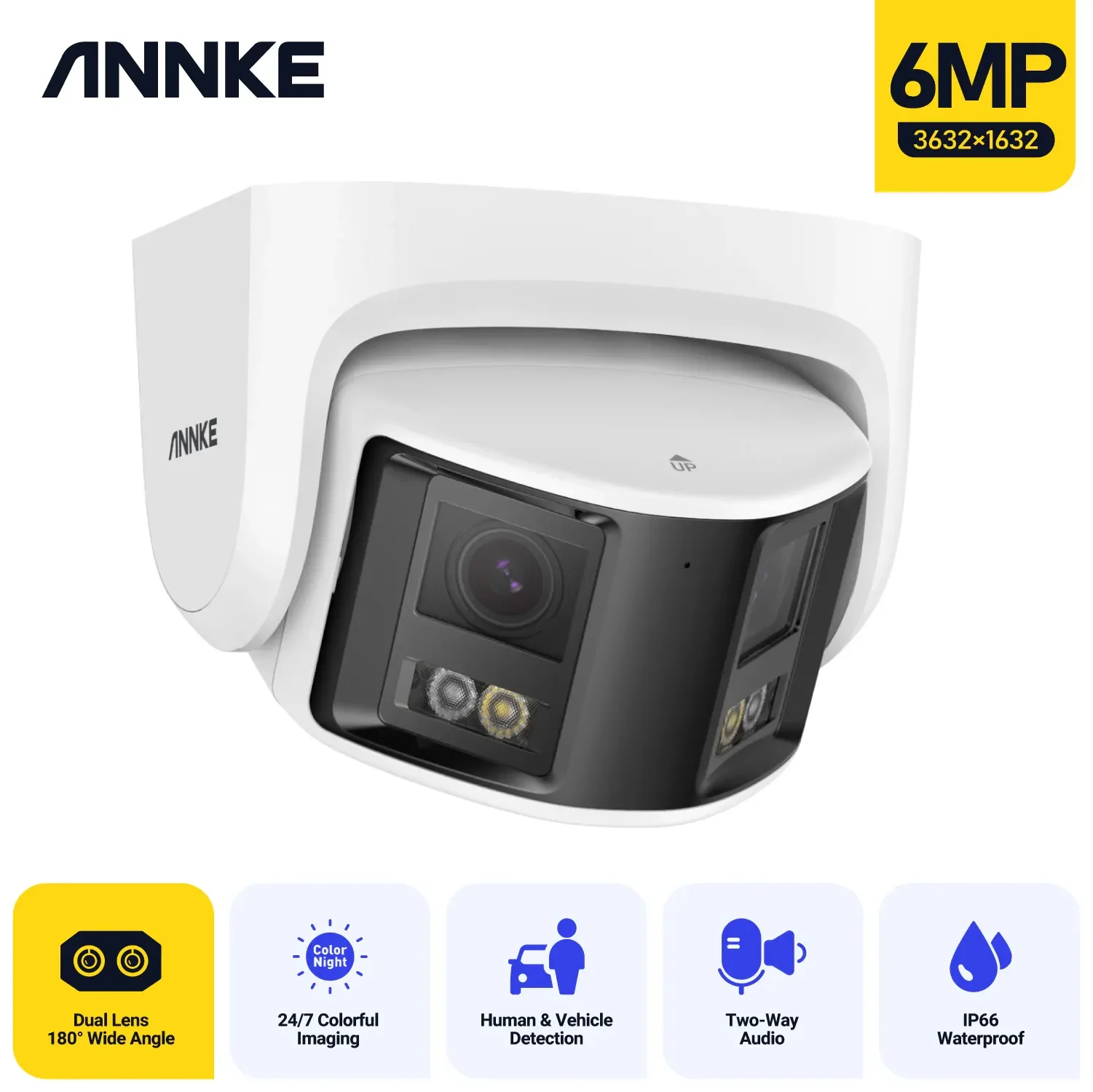 ANNKE 4K Duo Dual Lens Outdoor Security Camera POE AI Human Detect Full Color Night Vision Video Surveillance Security Camera