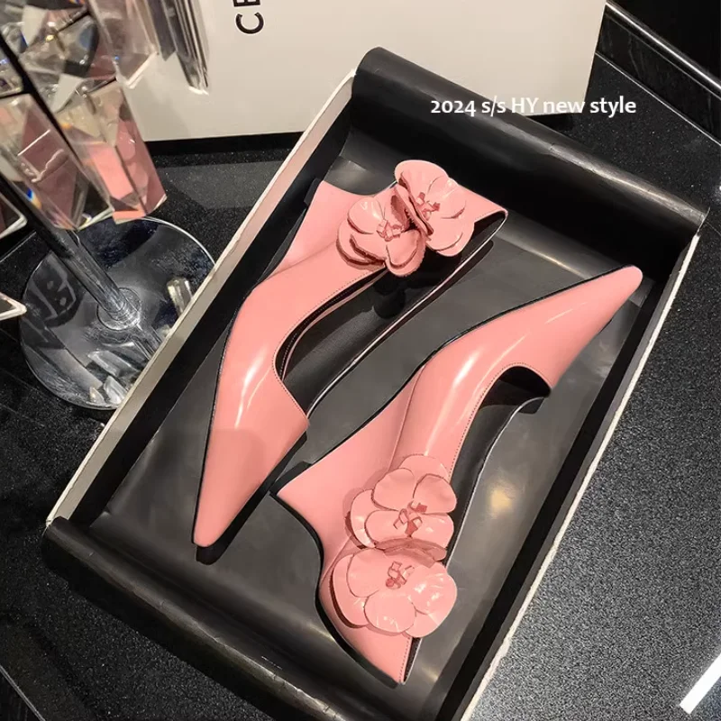 

Женские босоножки на танкетке, свадебные туфли-лодочки с острым носком и цветочным принтом, классические кожаные сандалии без застежек на высоком каблуке, 2024