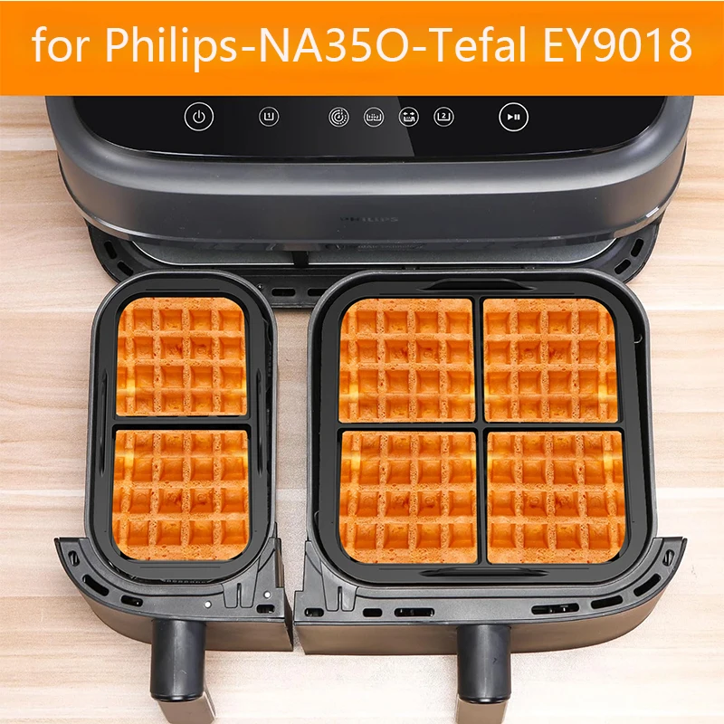 Set 2 Accessori Per Friggitrice Ad Aria Philips Dual Basket 3000: Piastre Silicone Per Waffle, 6L/3L, NA350 - 2