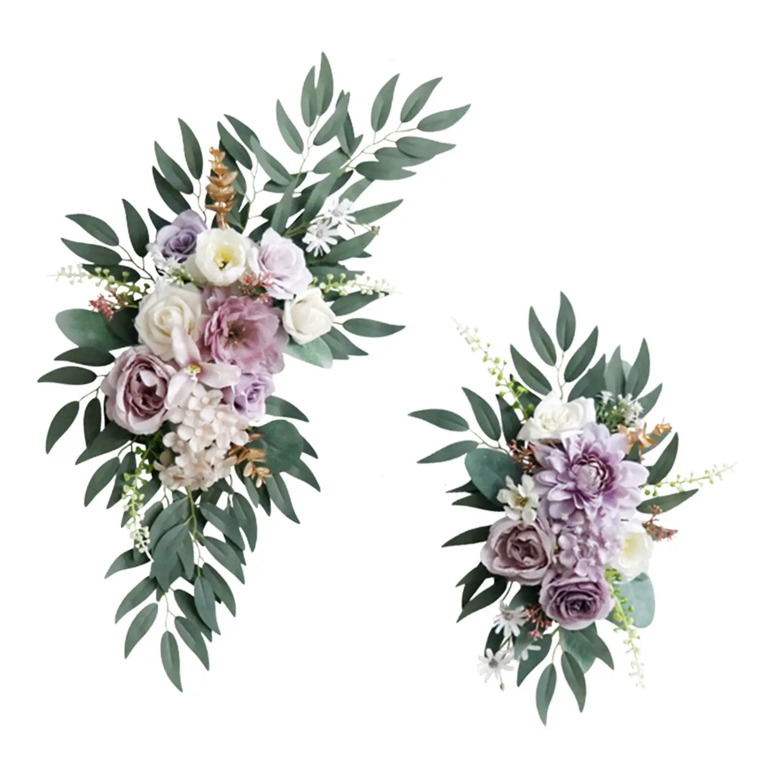 2Pcs Artificial Floral Swag Flower Garland Wedding Wreath Modern Wedding Arch Flowers for Ceremony Holiday Reception Party Wall
