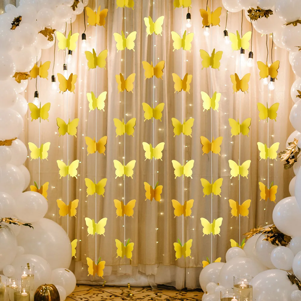 3M Paper Butterfly Garland Rose Gold Hanging Banner Flag DIY Adult Kids Birthday Party Decoration Supplies Wedding Baby Shower party decorations birthday banner birthday streamers wedding decor supplies