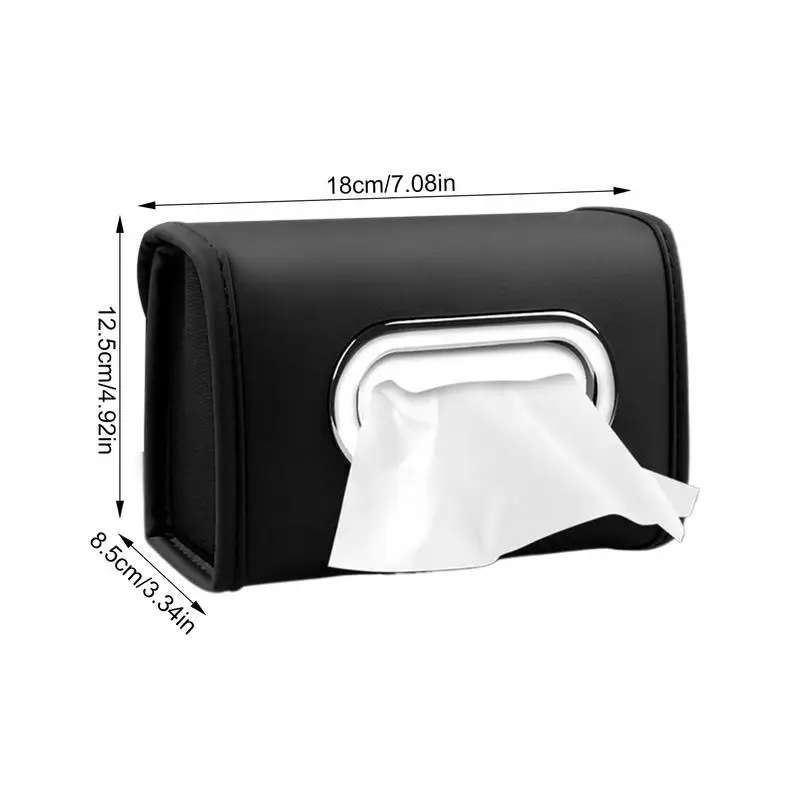 Car Tissue Holder Armrest Car Tissue Box Holder with Adjustable Elastic Band PU Leather Napkin Holder Center Console Tissue