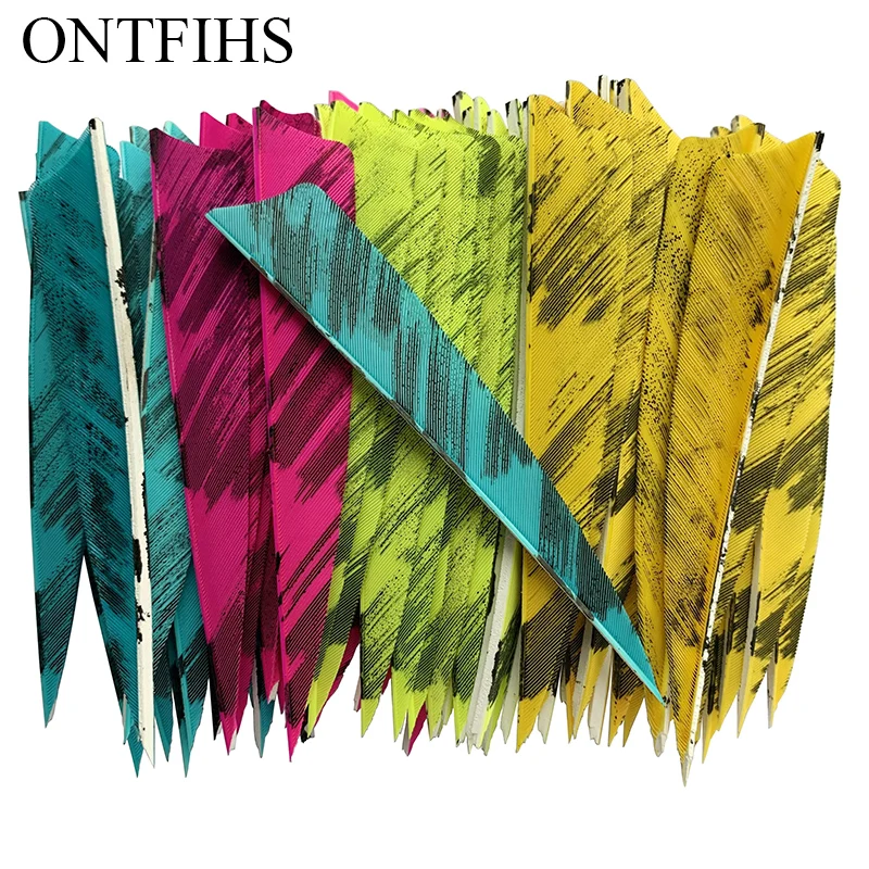 터키 깃털 양궁 DIY 액세서리, 사냥 사격, 잉크 패턴, 4 인치 방패 컷 화살 플레칭, 50 개 