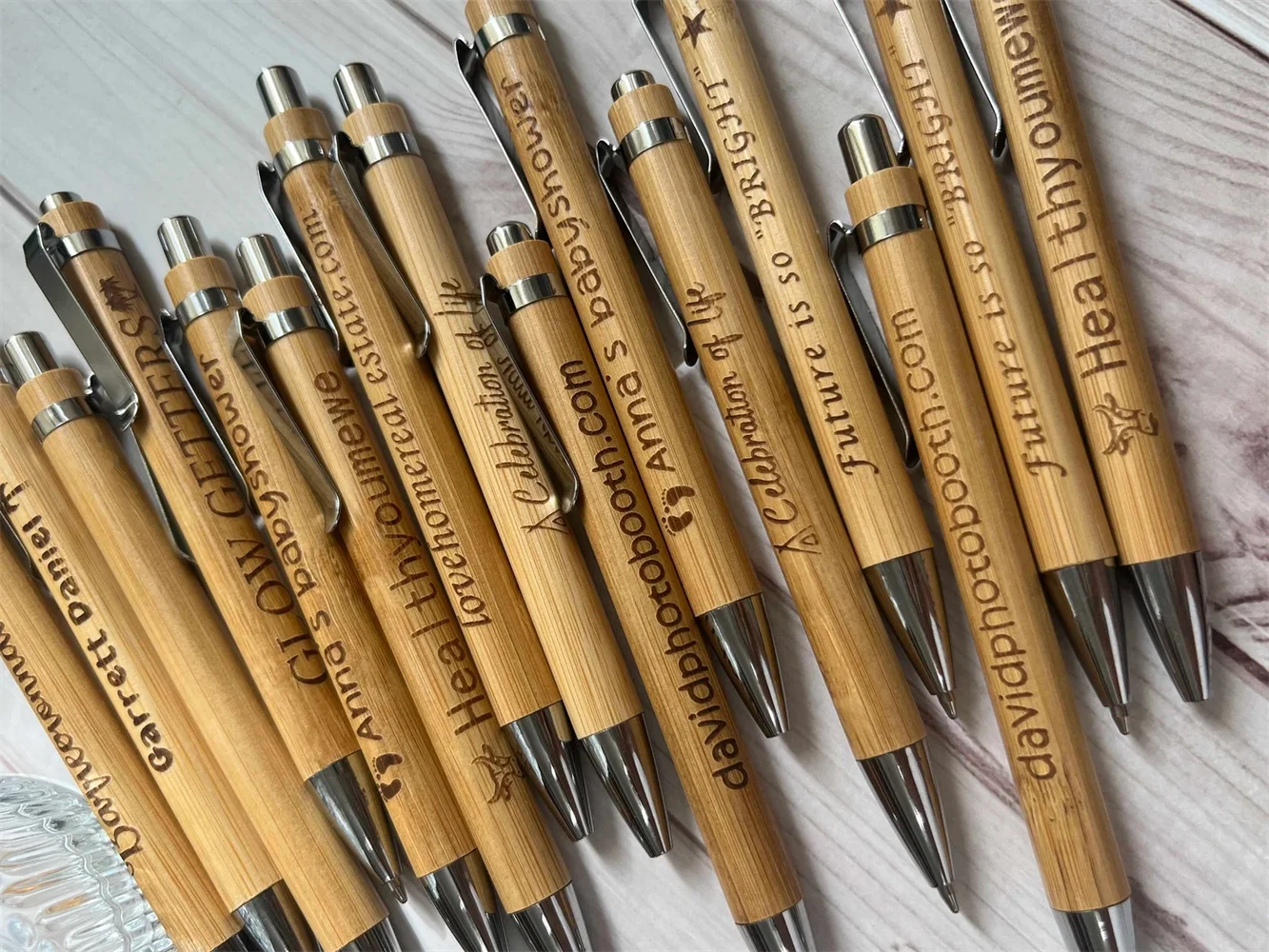 

Personalized Ballpoint Pens Bamboo Pens Bulk Engraved Customized Pens Boho Rustic Wedding Party Favors Gifts for Guests Wooden P