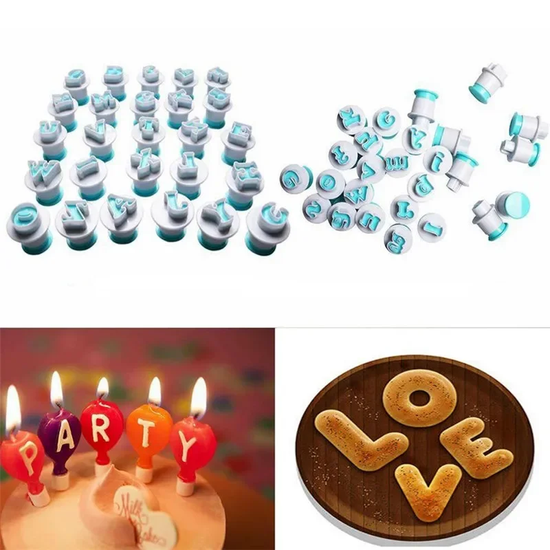 26 Alphabet Letter Numbers Fondant Cake Decorating Set Cookie Biscuit Mold Printing Pressure Icing Cutter Die