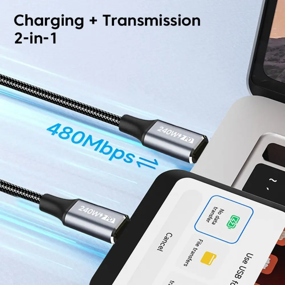 USB C Fast Charging Cable 90 Degree Type-C Data Cord PD 240W 48V 5A High-Speed EMAKER Chip for Laptop Tablet Mobile Phone
