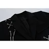 Women Punk Gothic Cropped Blazer with Metal Chain Harajuku Design Streetwear Chic Patchwork Suit Office Lady Commute Short Coat 3