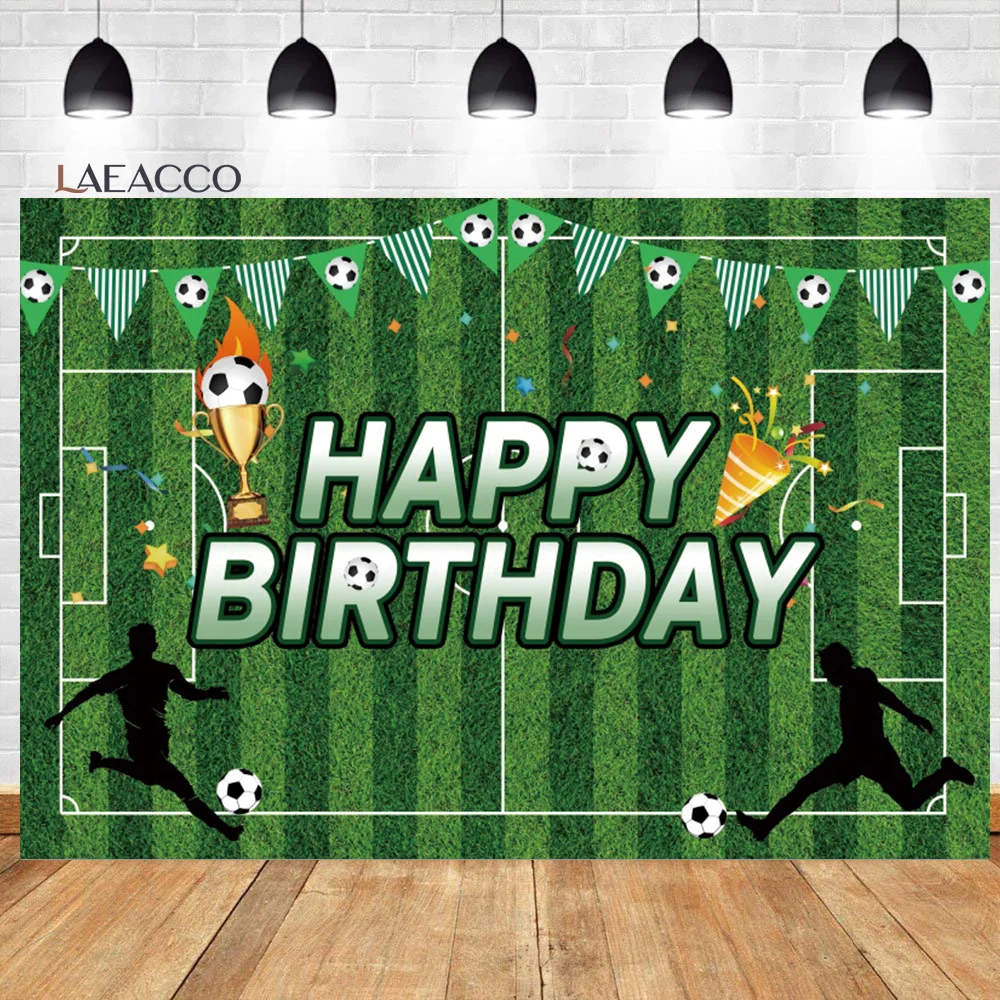 Photo Backdrop photo backdrop Laeacco Boy Football Birthday Soccer Field Grassland Stadium Newborn Portrait Photography Backdrop