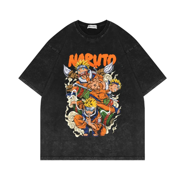 Cartoon Cosplay Vintage Washed T Shirt Naruto Uchiha Sasuke Anime