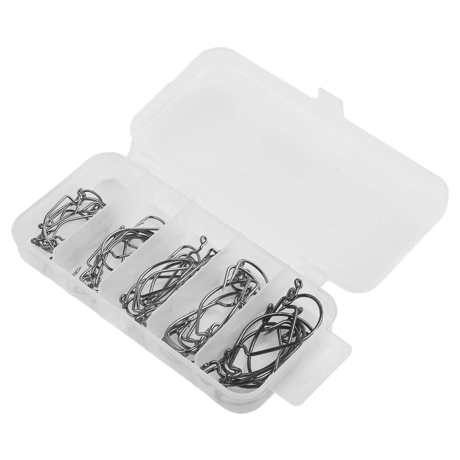 

50pc Carbon Steel Wide Crank Fishing Hook Set 2# 1# 1/0# 2/0# 3/0# For Soft Worm Lure Barbed Hook Terminal Tackle Sporting Goods